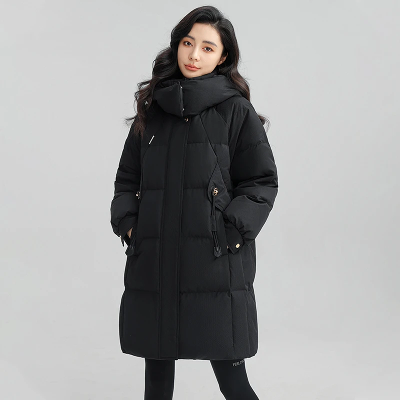 ROBINHOOD/罗宾汉罗宾汉90白鸭绒百搭防风韩休闲连帽中长款-2241