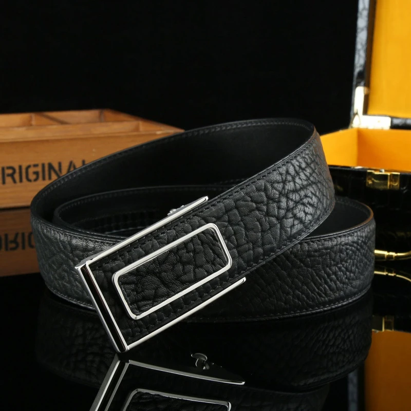 非洲狂野牛皮纹 皮带男士头层牛皮自动扣商务年轻裤腰带 一件代发