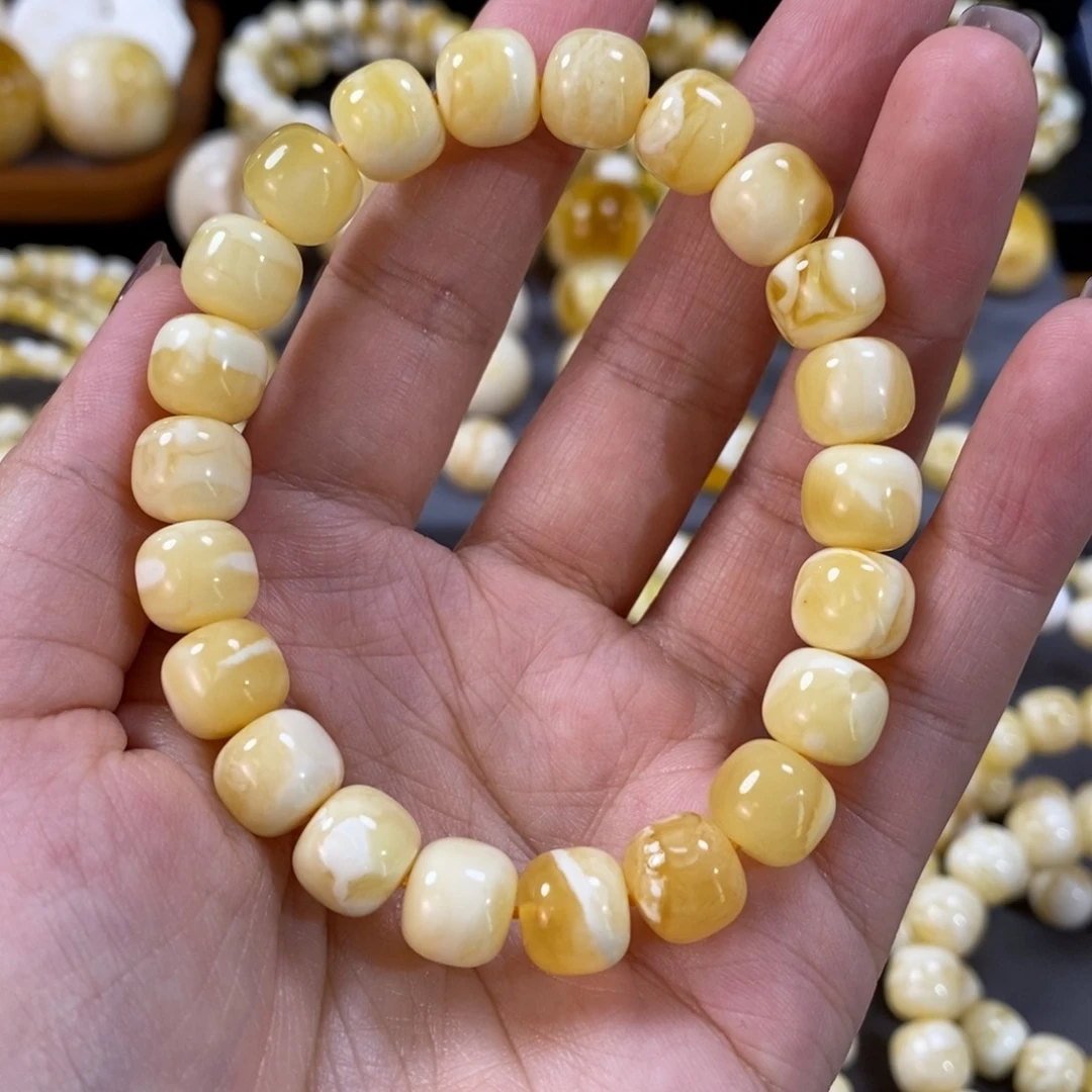 蜜蜡手串未镶嵌无*10mm 白花妖花手串