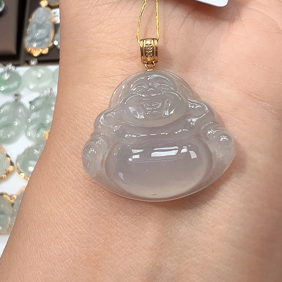 翡翠18K金镶嵌吊坠(不含链)佛公