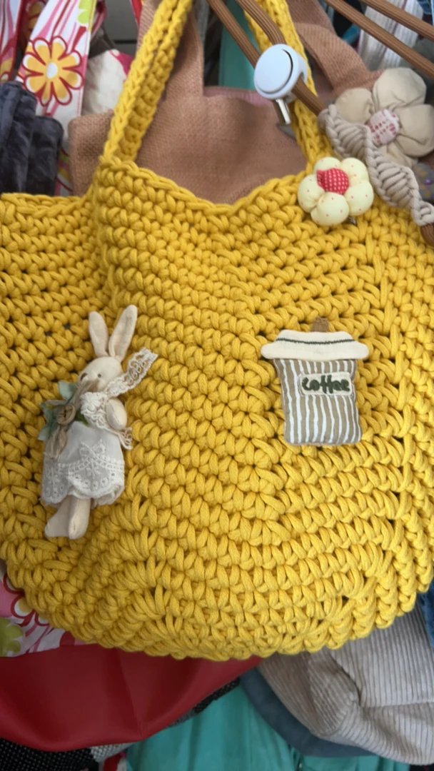 兜小兜夏季编织黄色单肩包