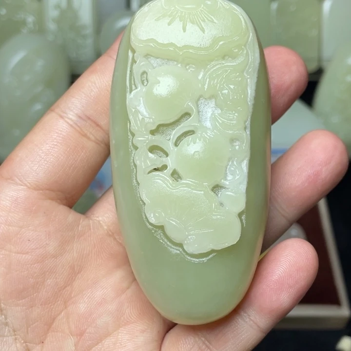 石材方解石手把件