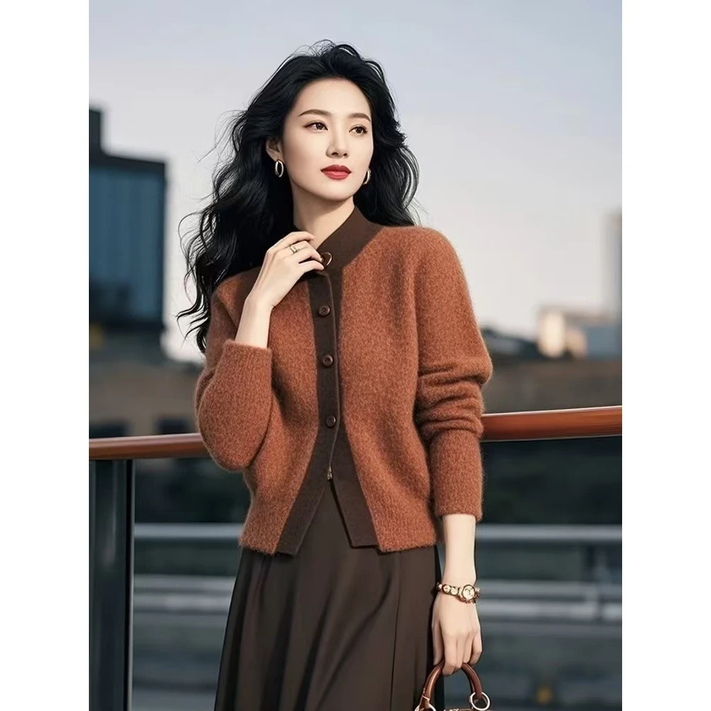 YY#单排扣时尚气质毛衣冬季新款洋气别致显瘦针织开衫女DY11680