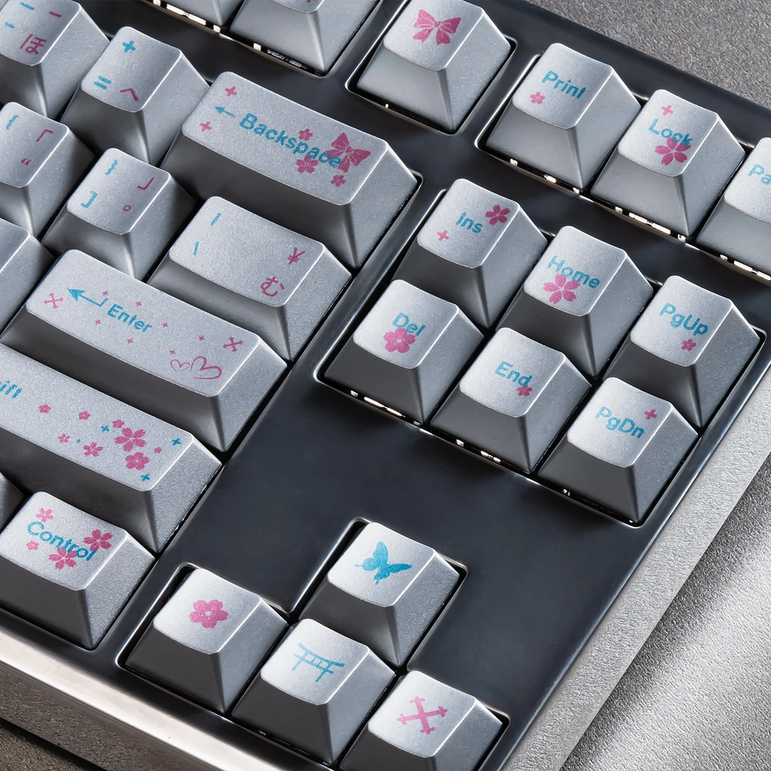 春和景明黑/银色机械键盘键帽金属质感磨砂PBT热升华原厂适65/75