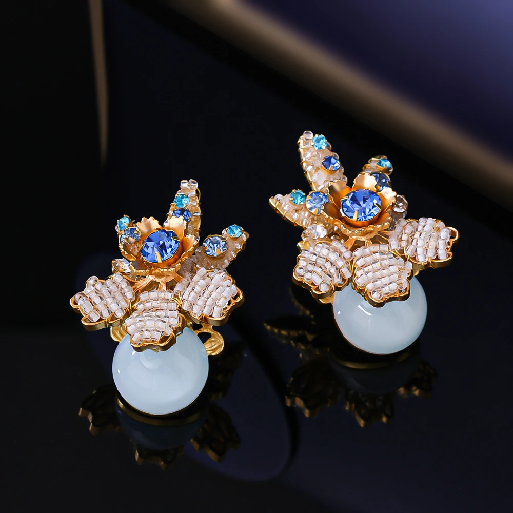 合金仿珍珠耳饰 精致手工串珠素款优雅耳夹饰品时尚百搭气质轻奢