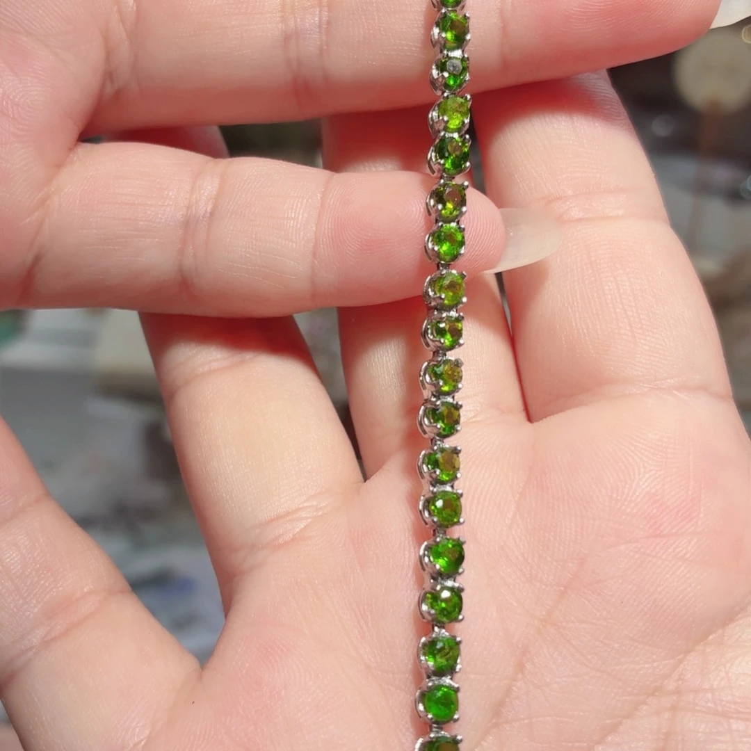 手链透辉石银S925镶嵌国首质检