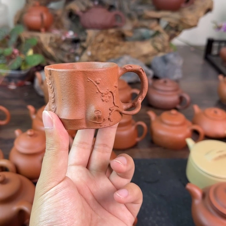 紫砂茶壶＂***＂梅花杯子 红降坡2个