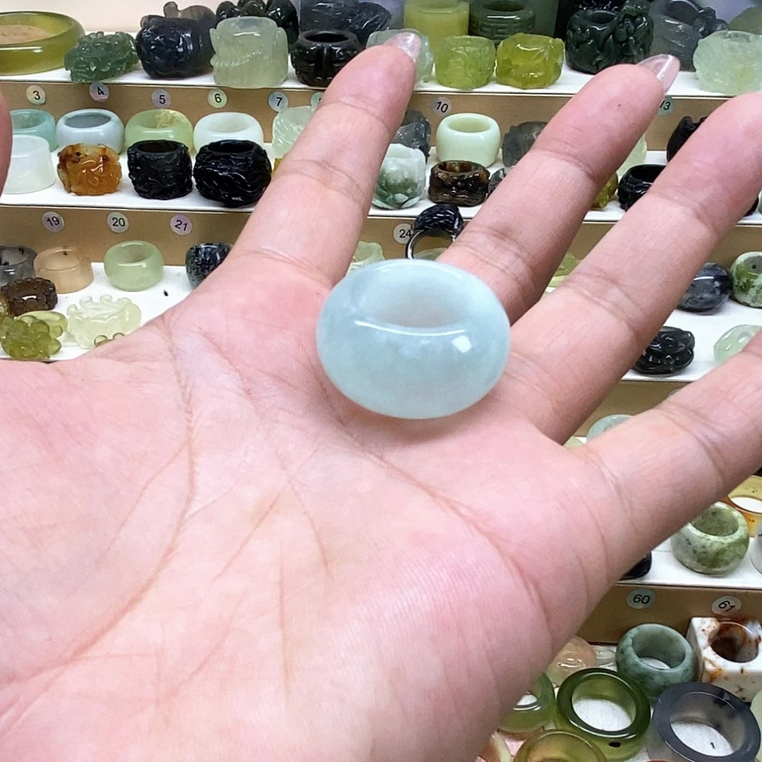 ༺***️未镶嵌岫玉天然玉石戒指