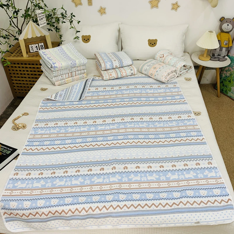 纯棉六层软凉席纱布床单婴儿吸汗宝宝透气幼儿园双人可机洗不粘身