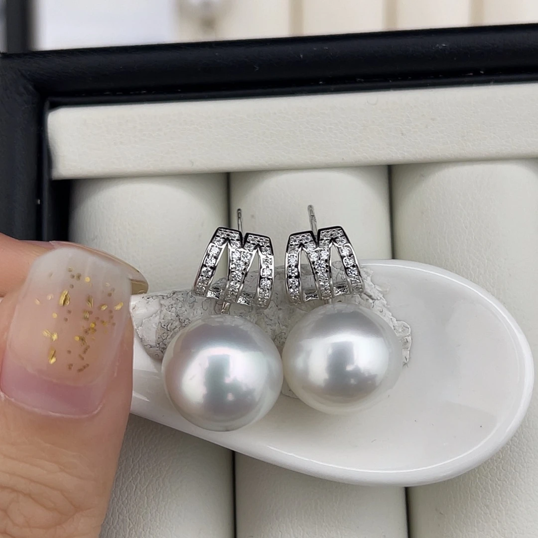 定制海水珍珠未镶嵌裸珠澳白极光13-14mm