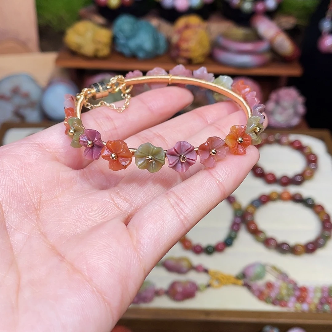 玛瑙/玉髓合金手串盐源玛瑙花花手串