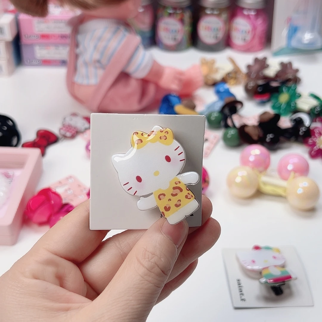 黄色豹纹kitty儿童发夹