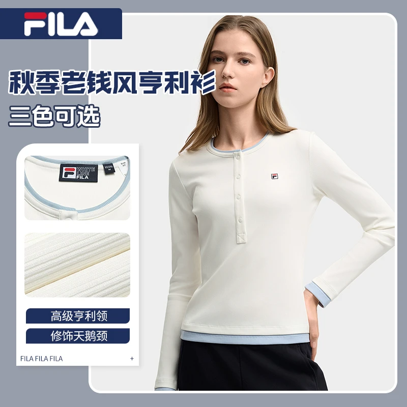 Fila/斐乐【百搭舒适】女秋装流光风新款圆领长袖打底衫F11W548214F