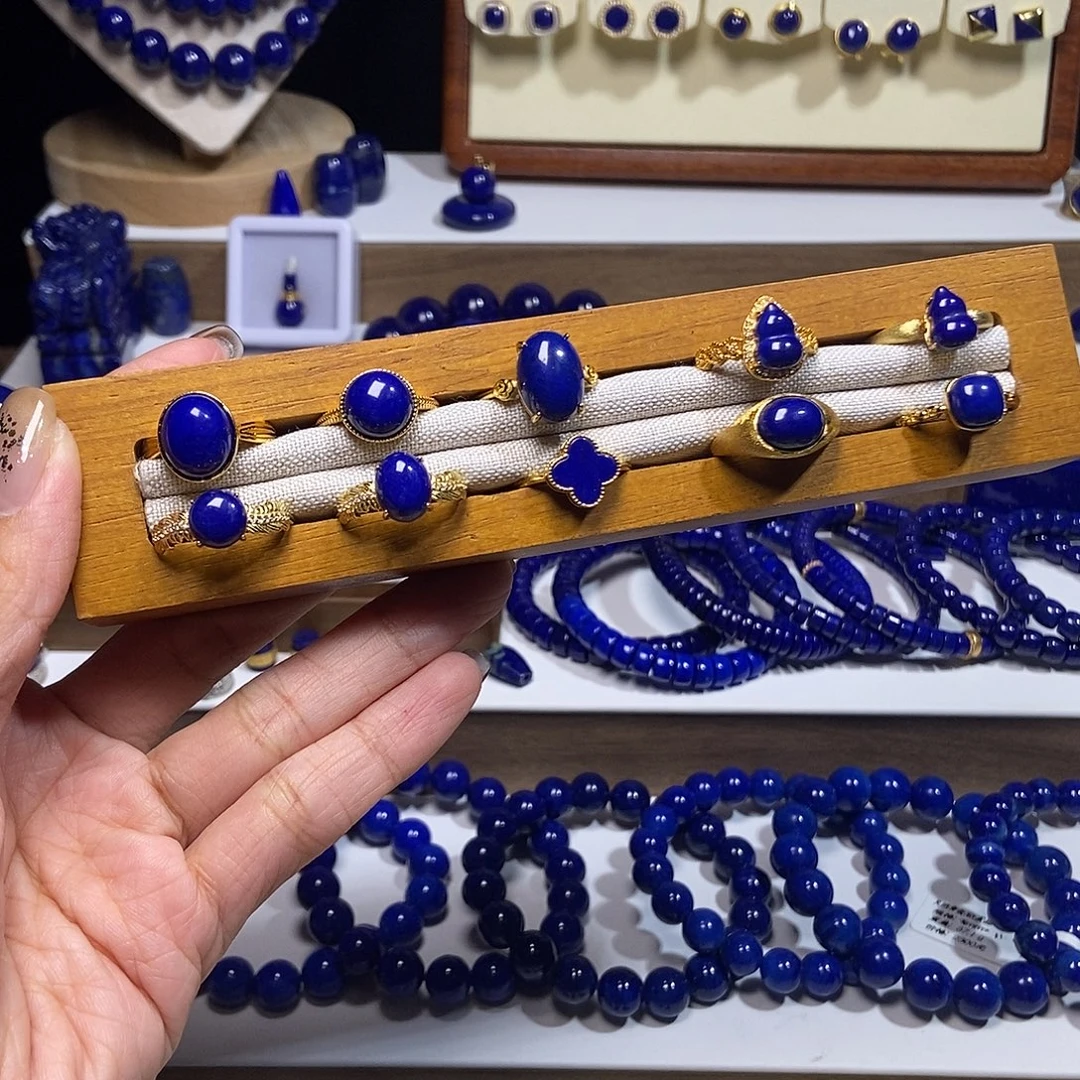 青金石银S925镶嵌戒指下单备注款式 多样性发其一