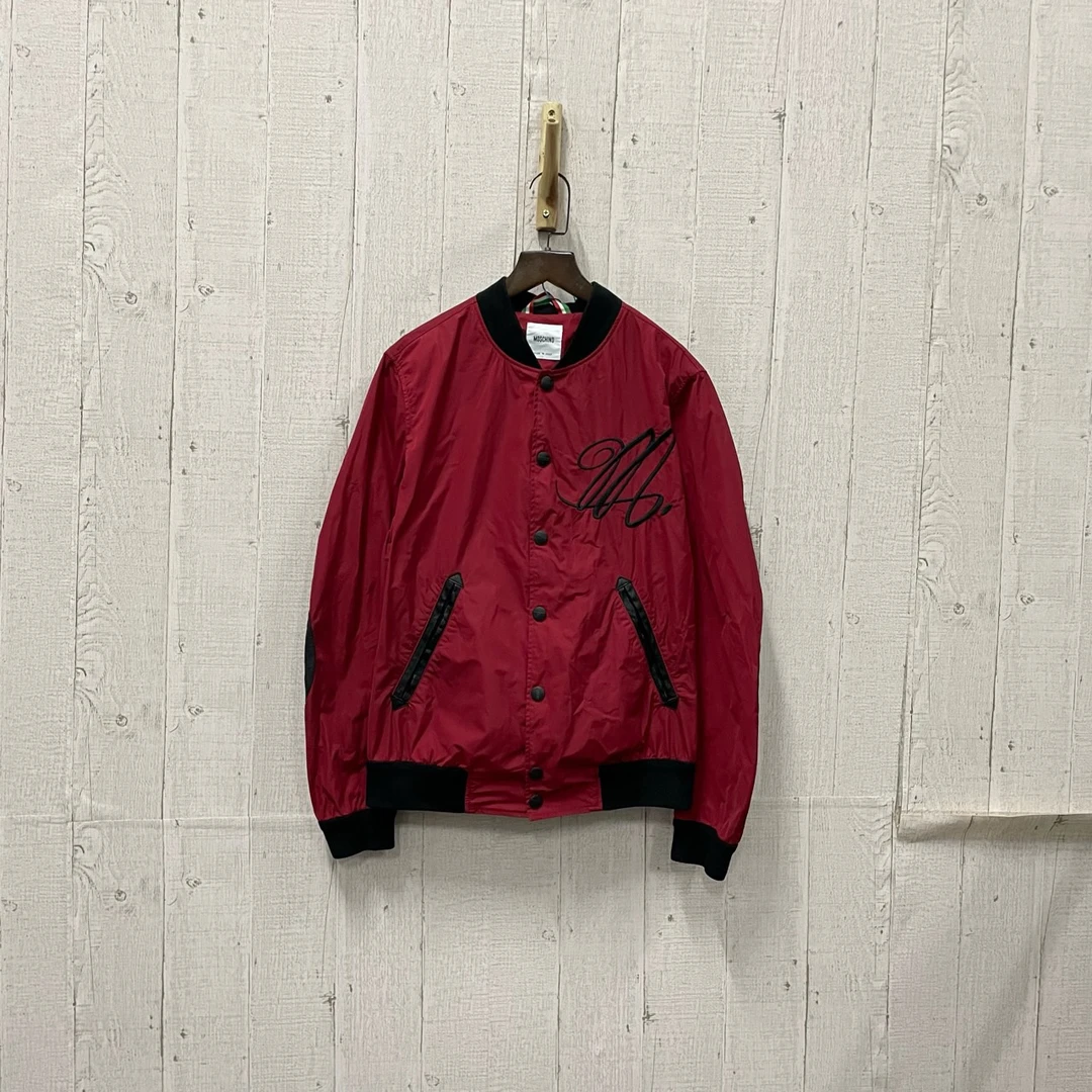 95新 MOSCHINO (ll) 莫斯奇诺 红色棒球夹克 46码