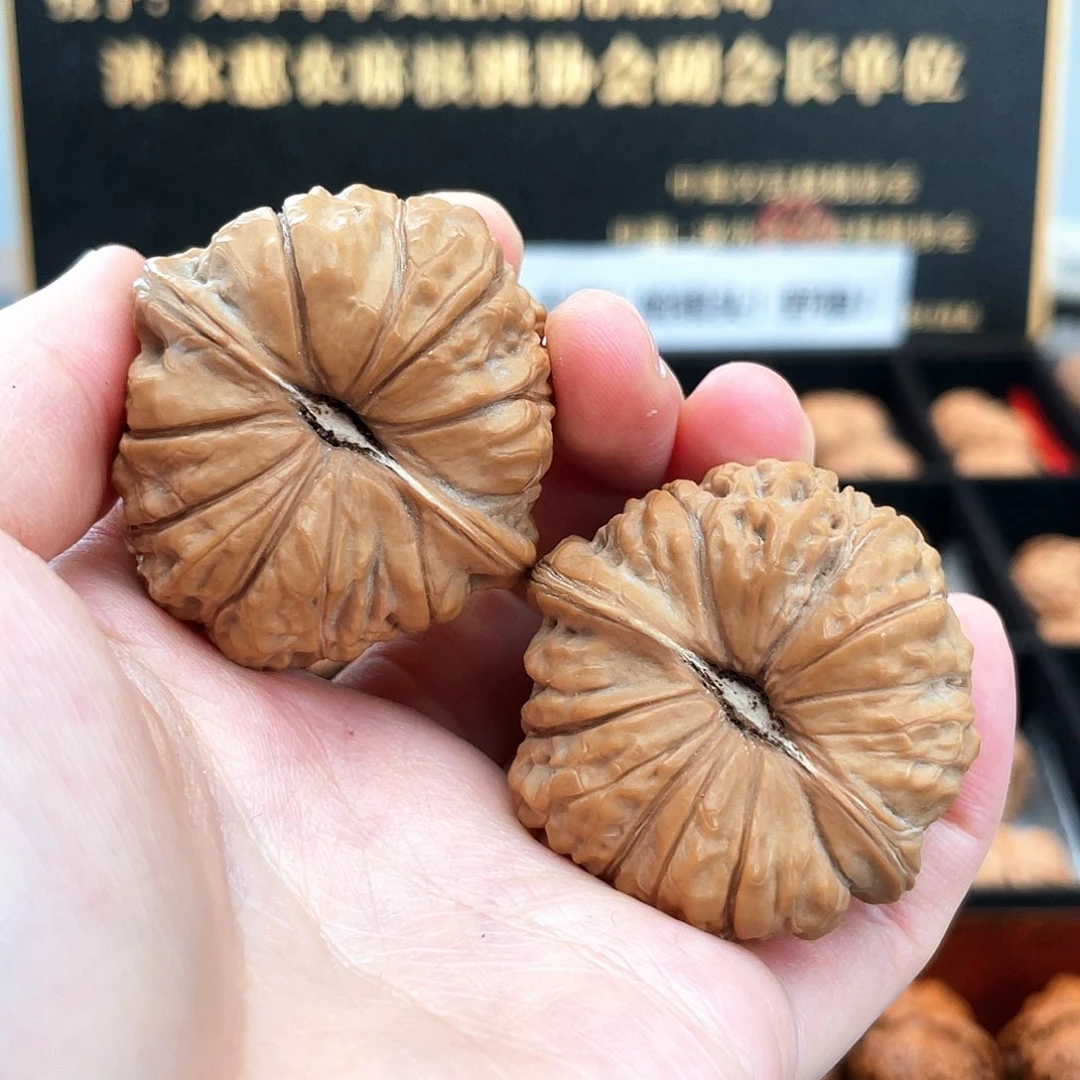 把件文玩核桃正圆瓜深凹底大眼蝴蝶肩全品42ZA