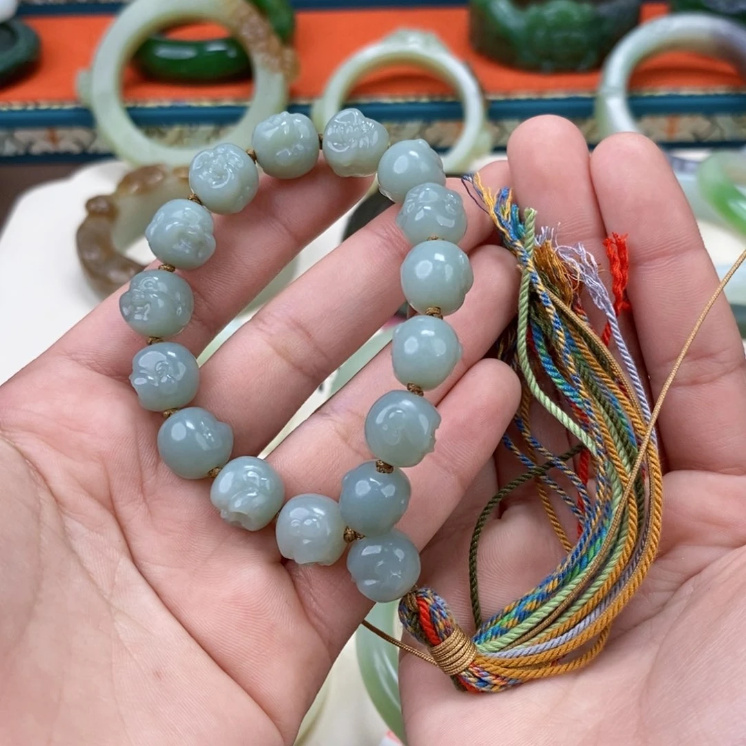 和田玉手串未镶嵌阿*