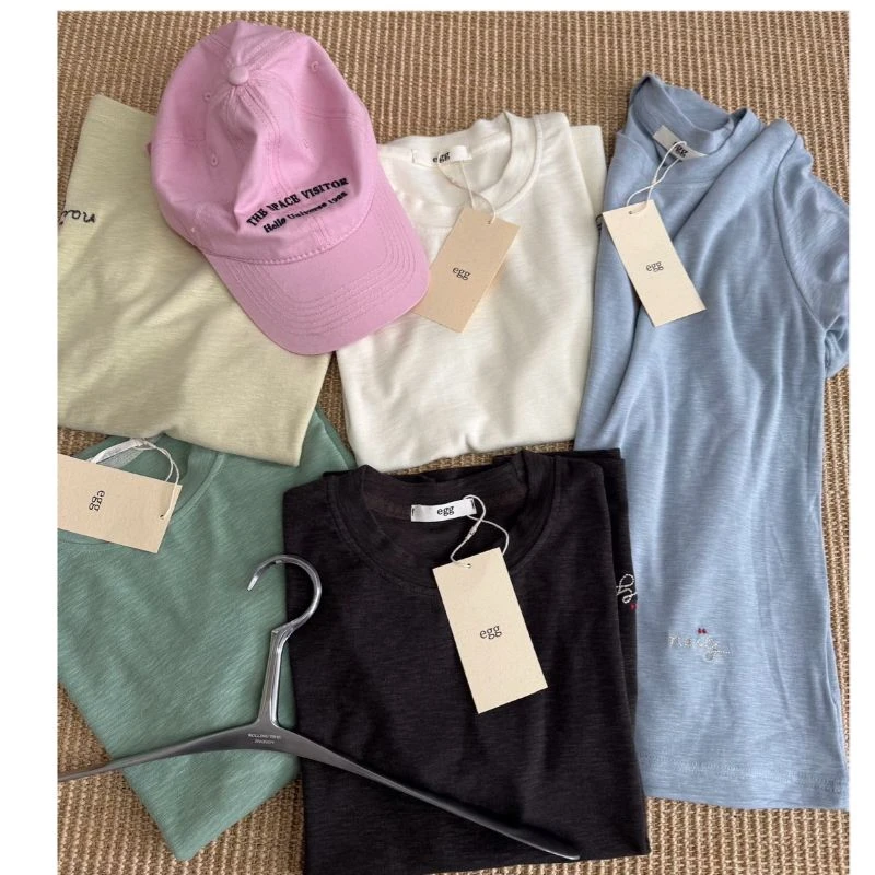 【肌理感刺绣T】S韩风肌理感刺绣圆领基础款T恤百搭显瘦设计款短袖