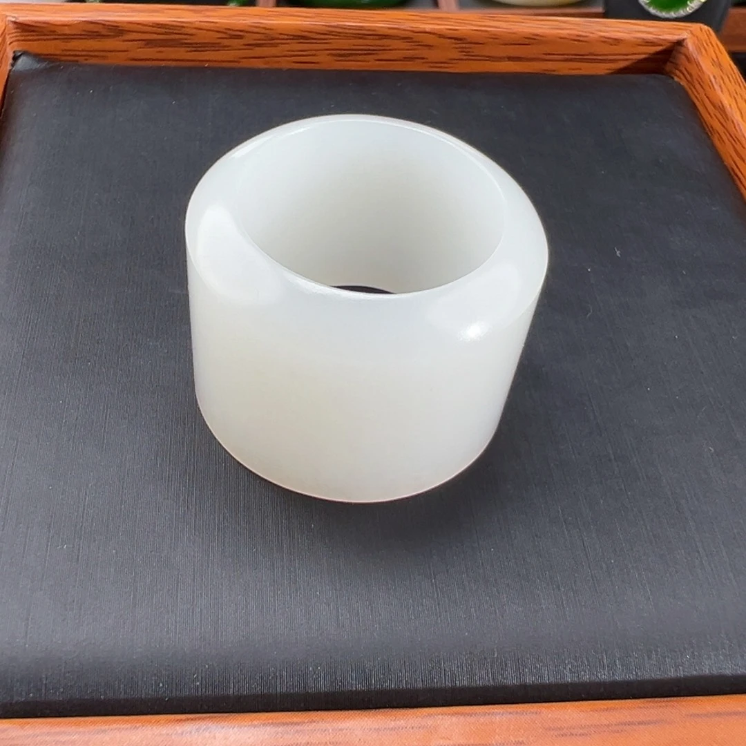 和田玉（白玉）未镶嵌戒指羊脂白油膏玉扳指21内直径