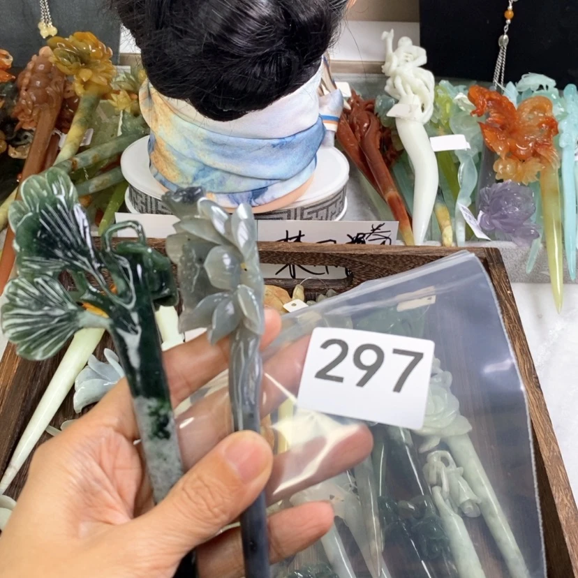 【闪购商品】岫玉发饰未镶嵌对*巷