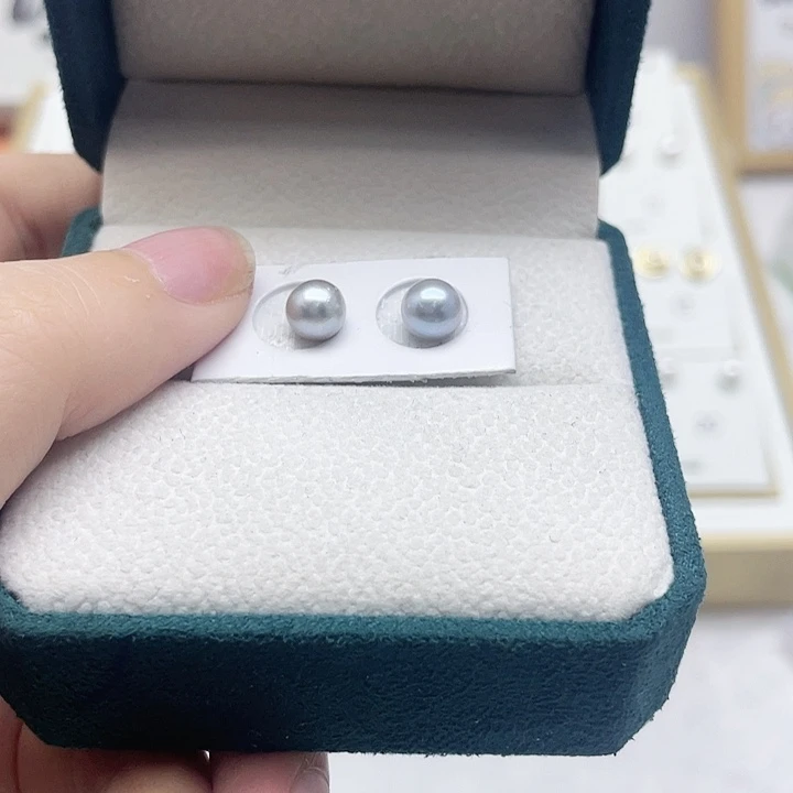 海水珍珠耳饰银S925镶嵌平**福