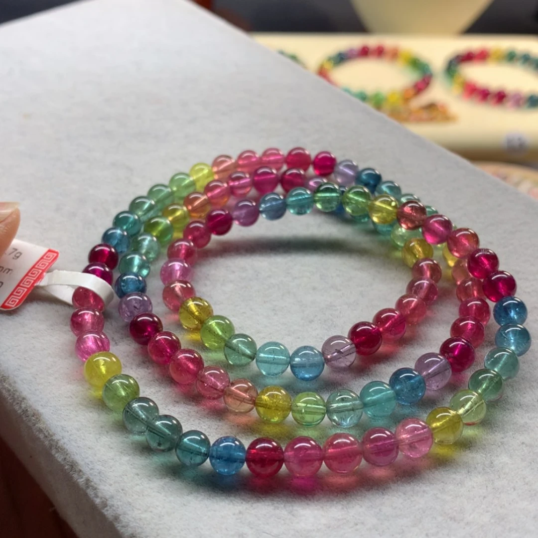 【闪购商品】未镶嵌手链碧玺艳丽彩虹多圈5.8