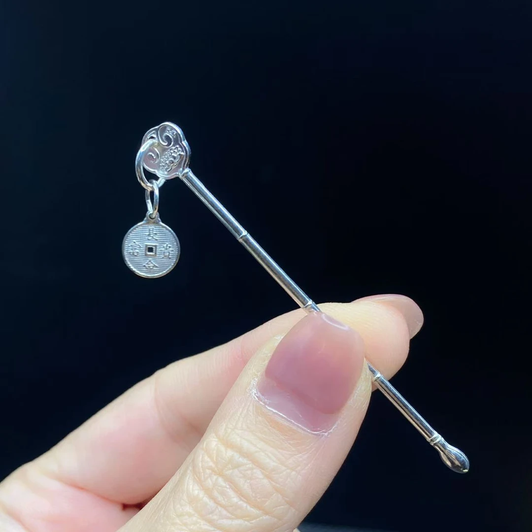 足银银制品 足银长命富贵耳勺手工时尚简约百搭复古经典古风