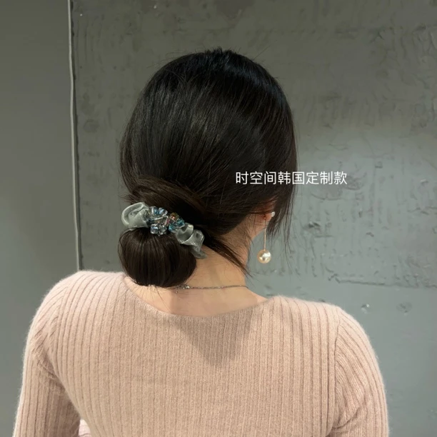 【上新】韩国轻奢丝光琉璃方糖肠圈弹力发绳精致纯手工优雅百搭精致