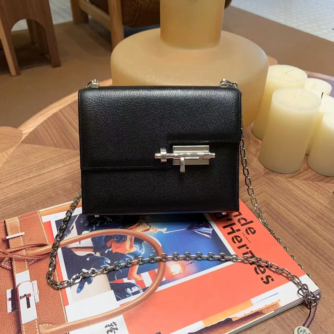 99新 Hermes/爱马仕 壹臻/黑银mini插削包 a刻/ 56752135