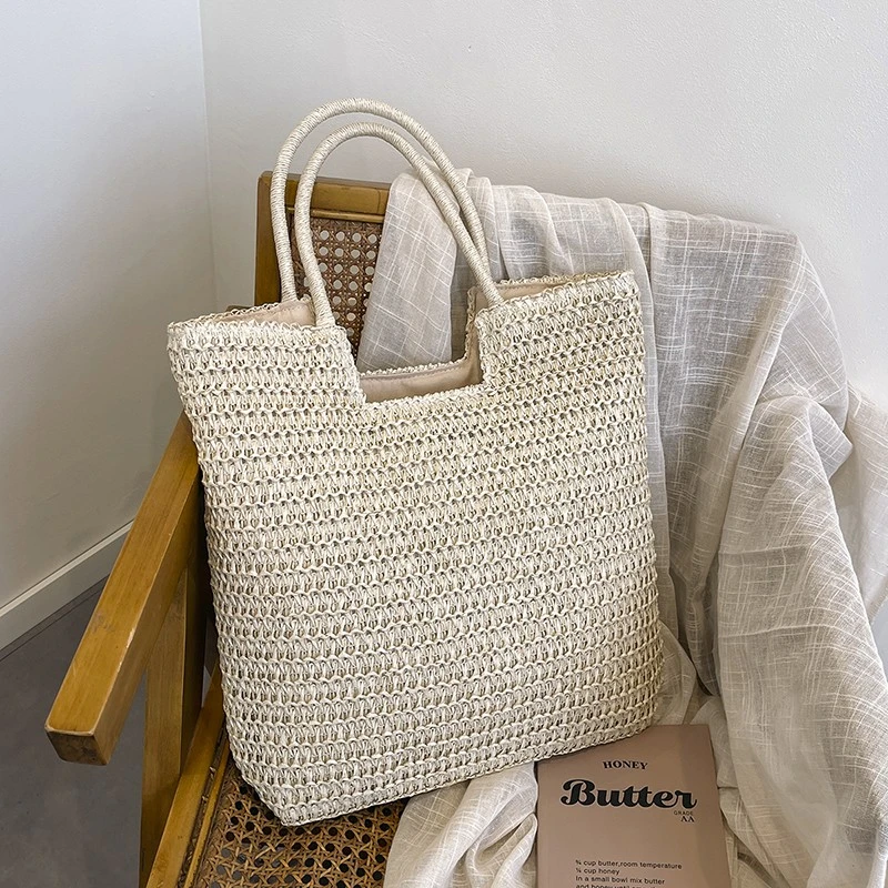 时尚大容量草编包包女2025新款休闲洋气百搭单肩包沙滩度假托特包