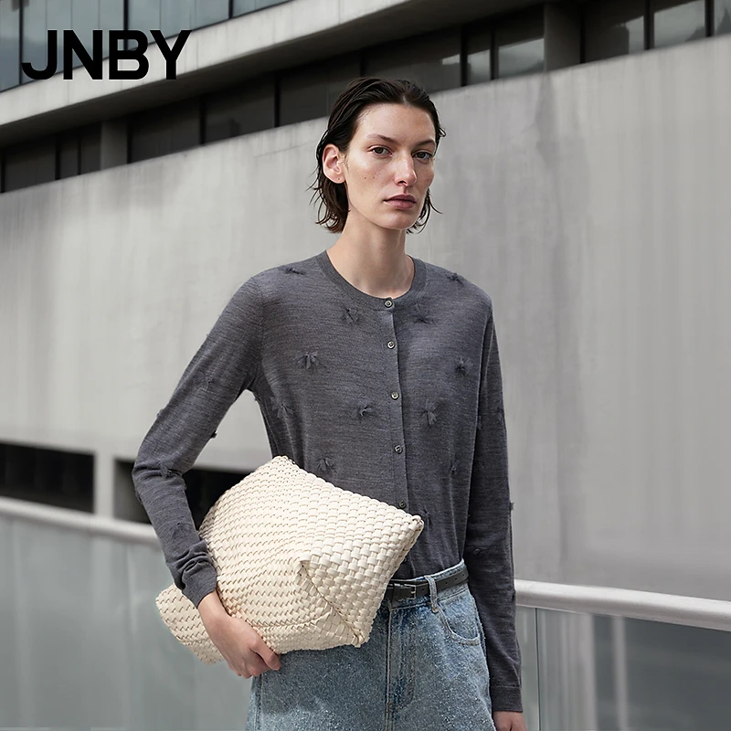 【商场同款新品】JNBY/江南布衣25春毛针织衫圆领开襟5P3311110