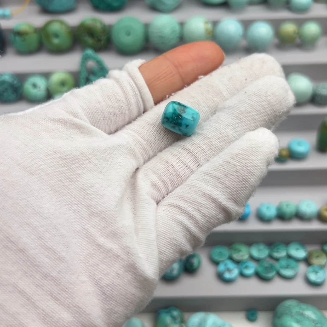 绿松石未镶嵌卡9高瓷蓝网花桶珠