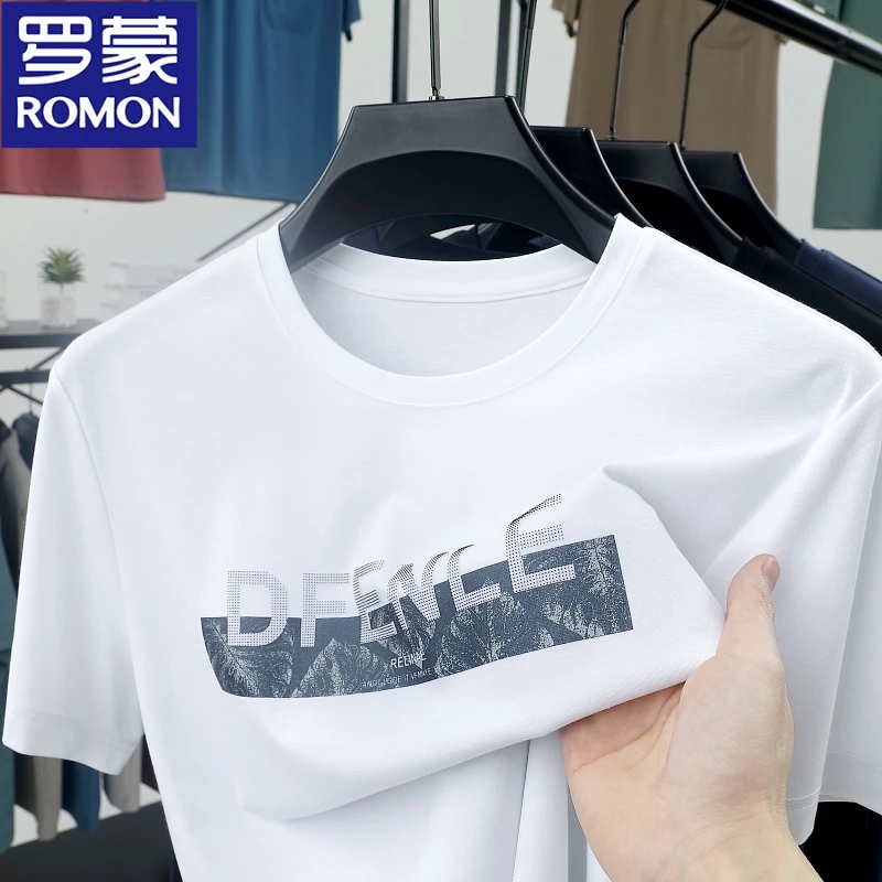 罗蒙t恤短袖男款中青年夏季T恤上衣服休闲运动圆领体恤半袖潮流