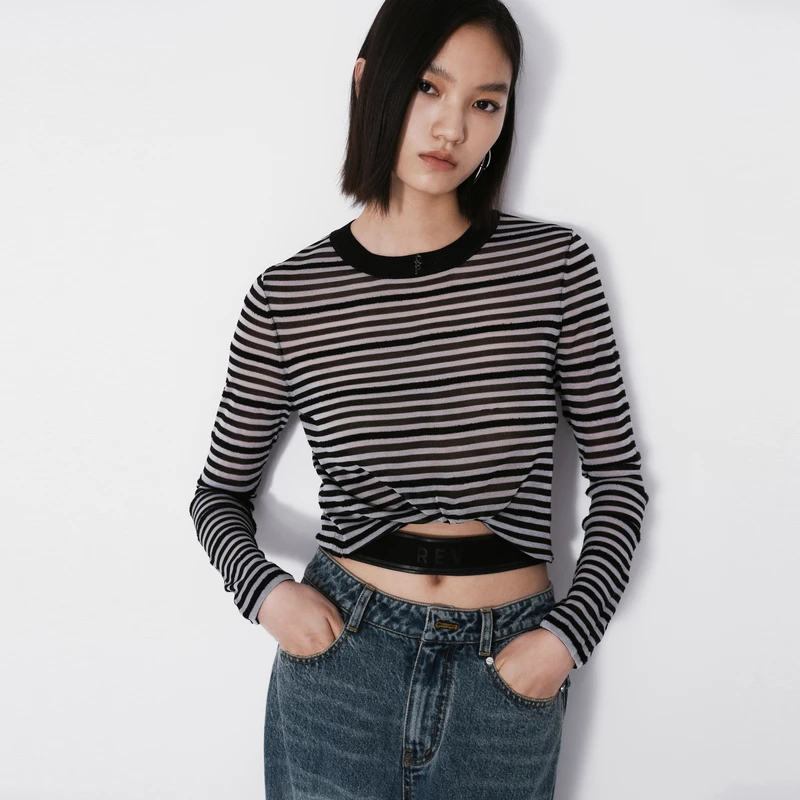 REVAN芮范肌理感条纹毛织打底衫RM70601161