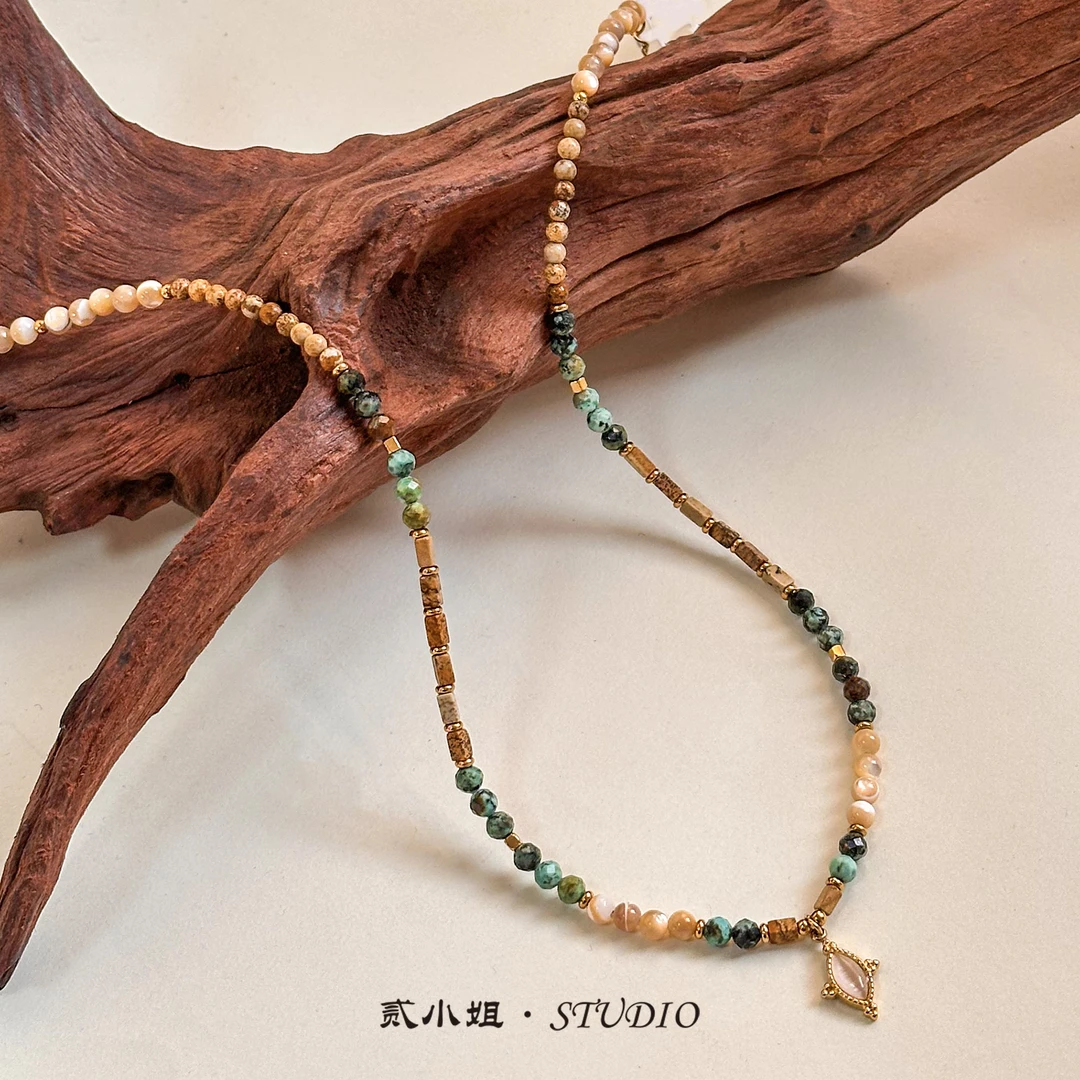 贰小姐原创天然石贝壳轻奢高级感项链G96