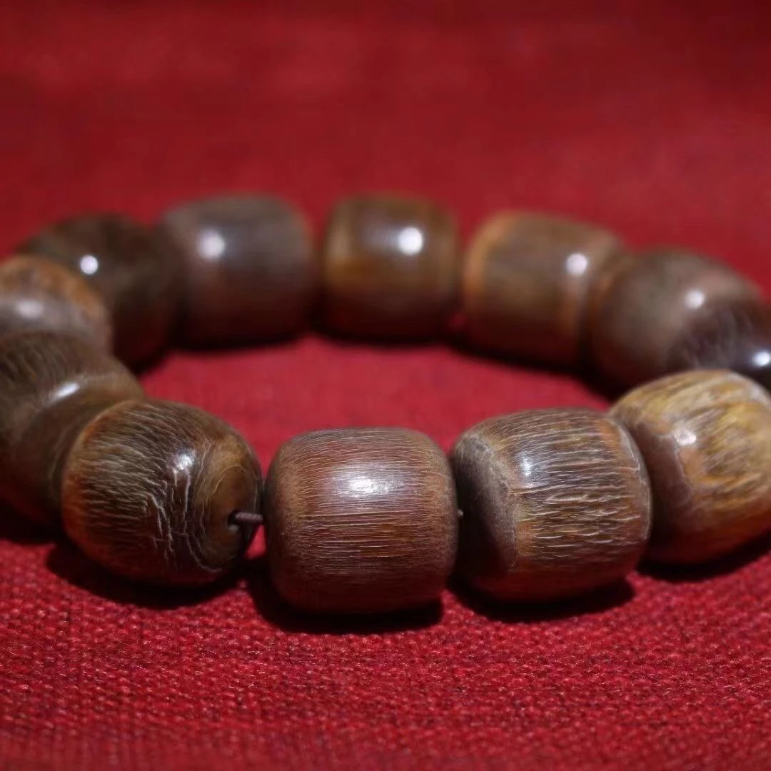 铁合金皮质手链 西藏牦牛角佛珠老料藏式牛角桶珠手串女男士