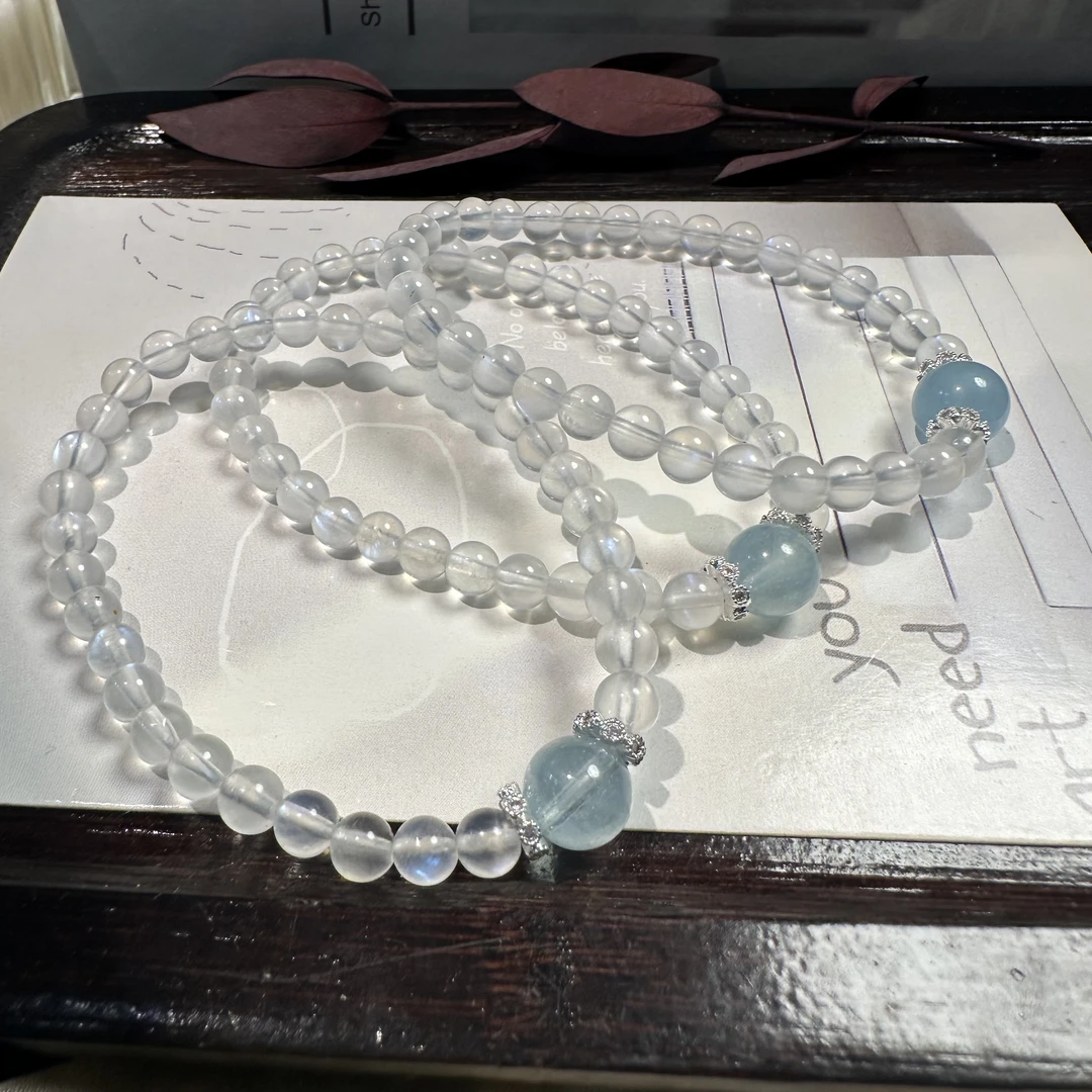 【小院甄选】原创蓝白月光手链约5mm 多样性发一件 EJC1498