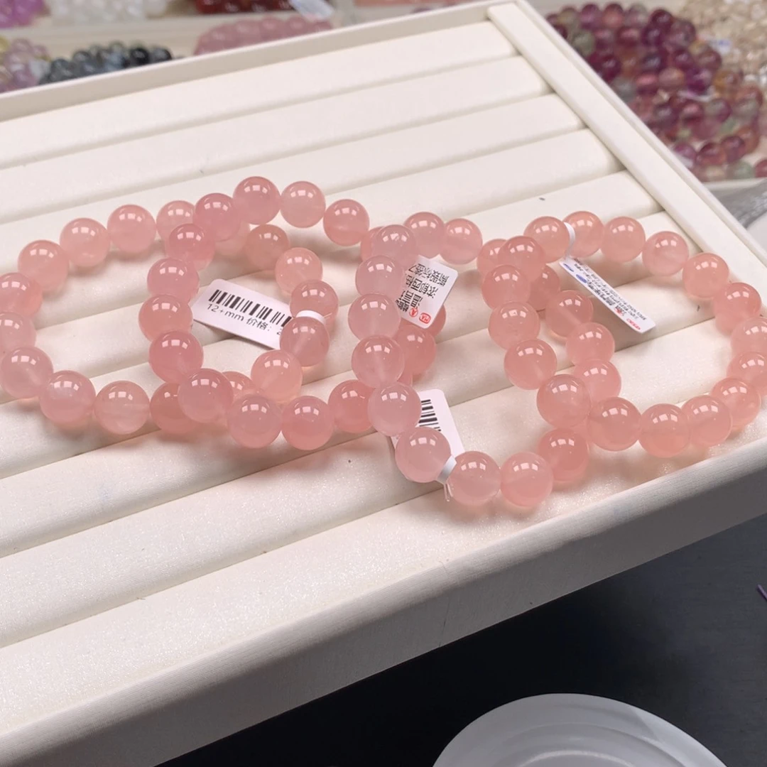 水晶手链未镶嵌多样性发一西柚粉12，A11