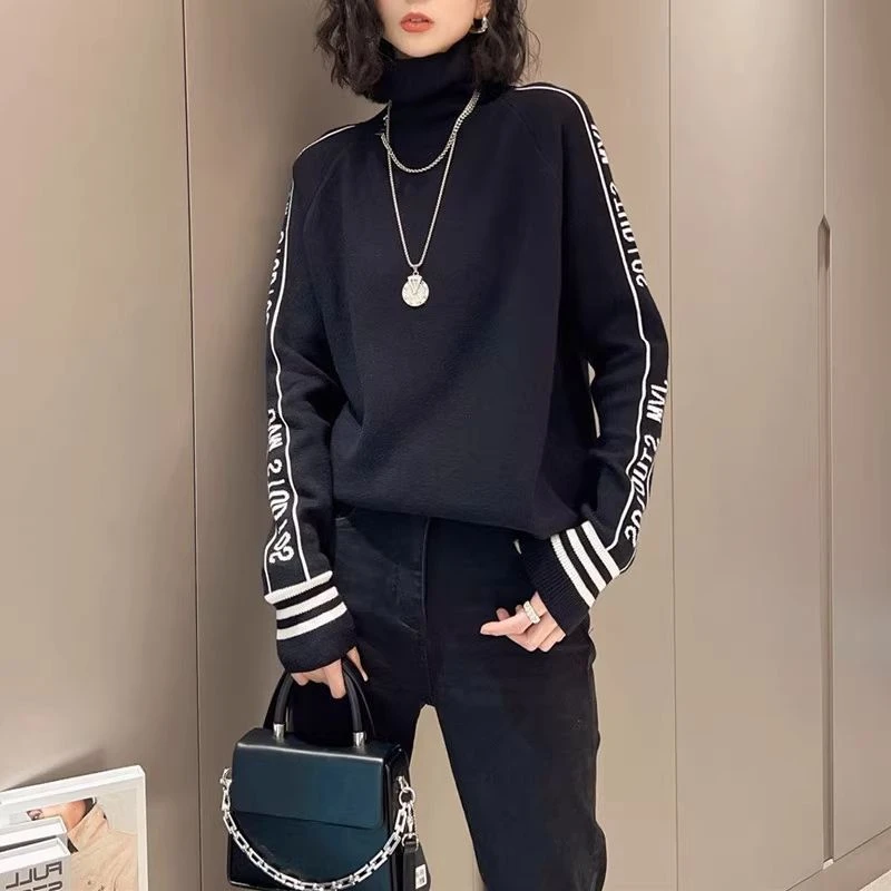 大码加厚德绒高领打底衫女秋冬季新款宽松显瘦加绒保暖长袖上衣女