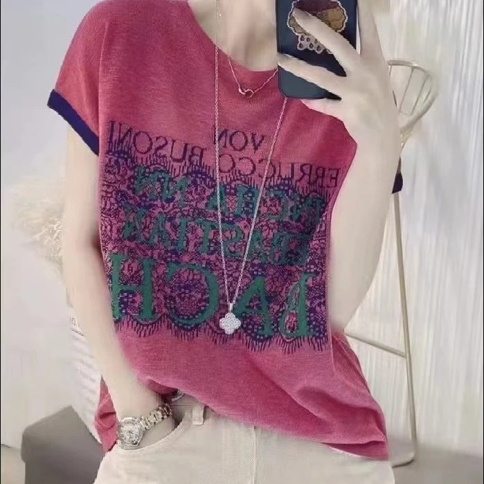 2025百搭宽松洋气字母爆款时尚小衫短袖上衣146