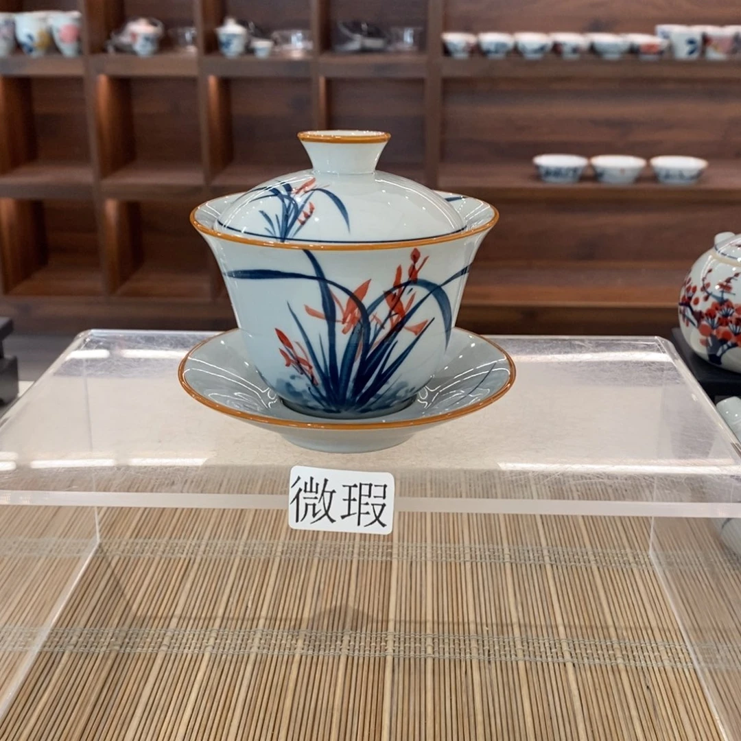 釉下彩老陶泥手工绘制