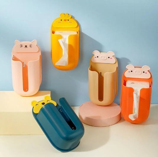 壁挂卡通纸盒纸巾盒壁挂式客厅创意打孔挂墙卫生间收纳盒收纳挂壁
