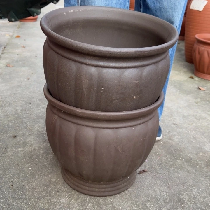 紫砂花盆口35高30宜兴紫砂（2只）