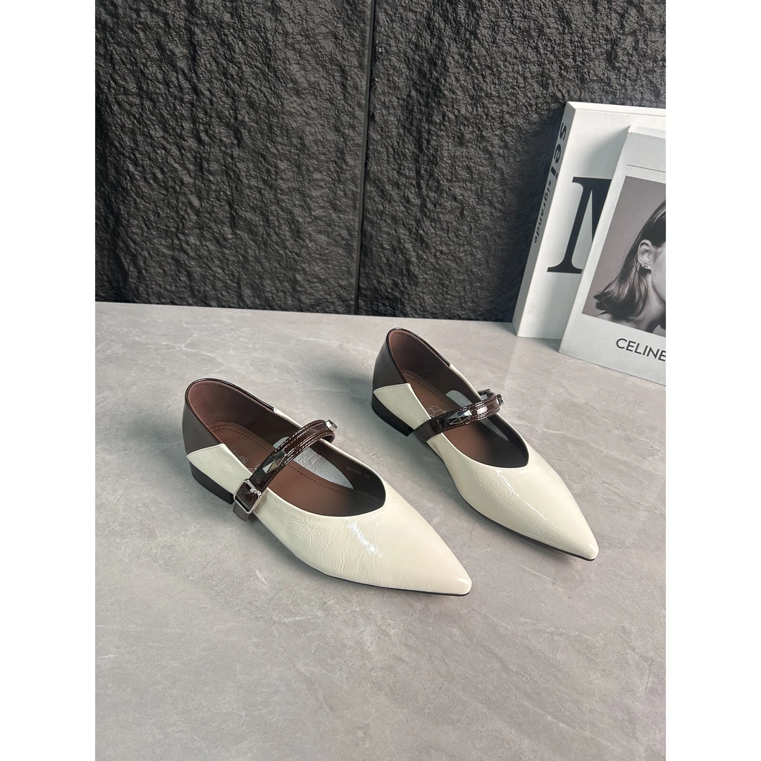 大龙甄选~牛皮/小众设计玛丽珍浅口单鞋平底1065M