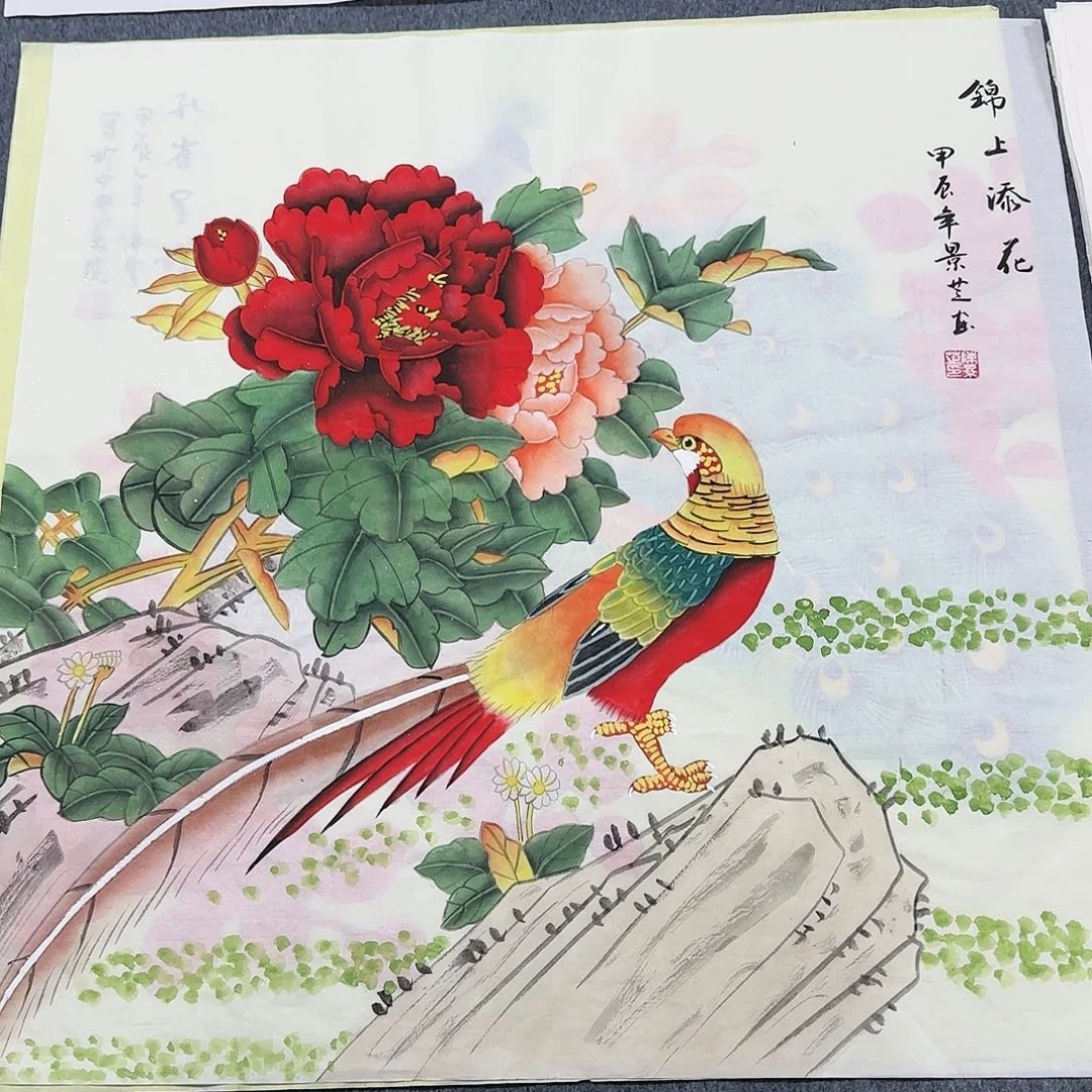 国画尺寸70X70手绘作品