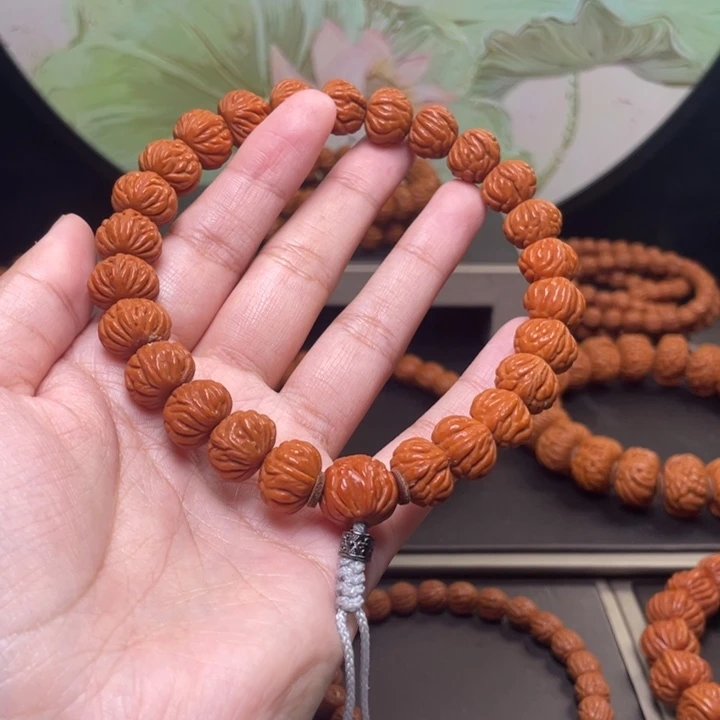 桃核手串13金蟾纹手持