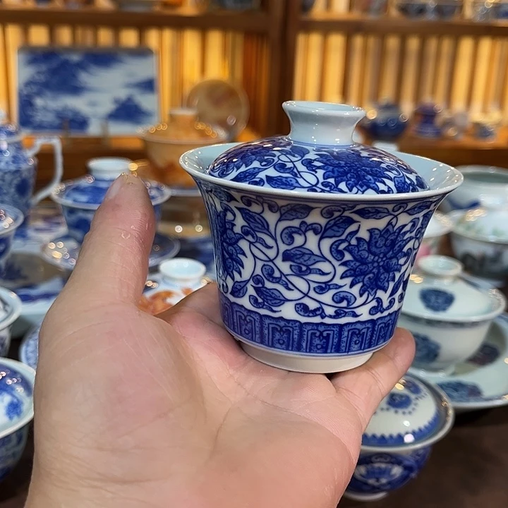 錡镇堂手工手绘绘盖碗