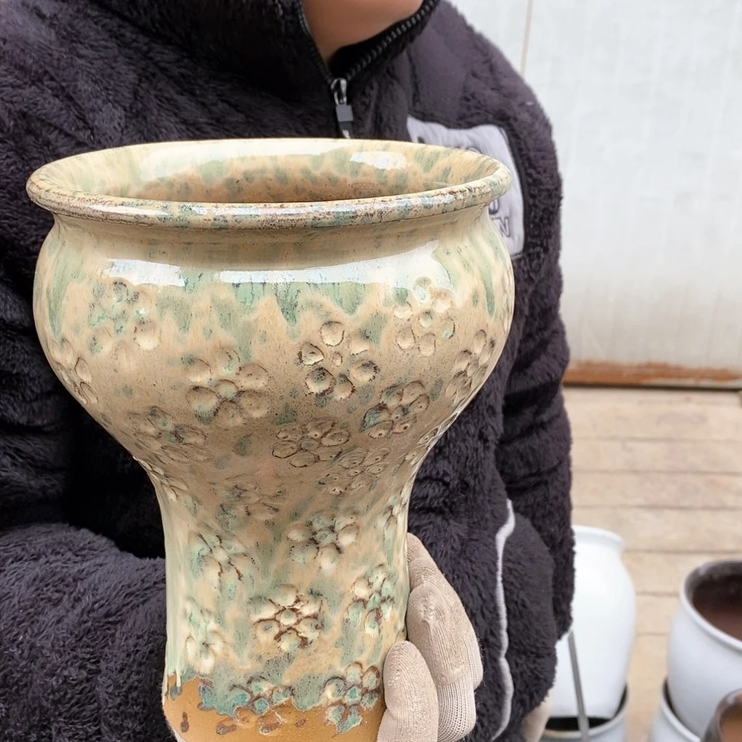 紫砂花盆瑕疵口17高22