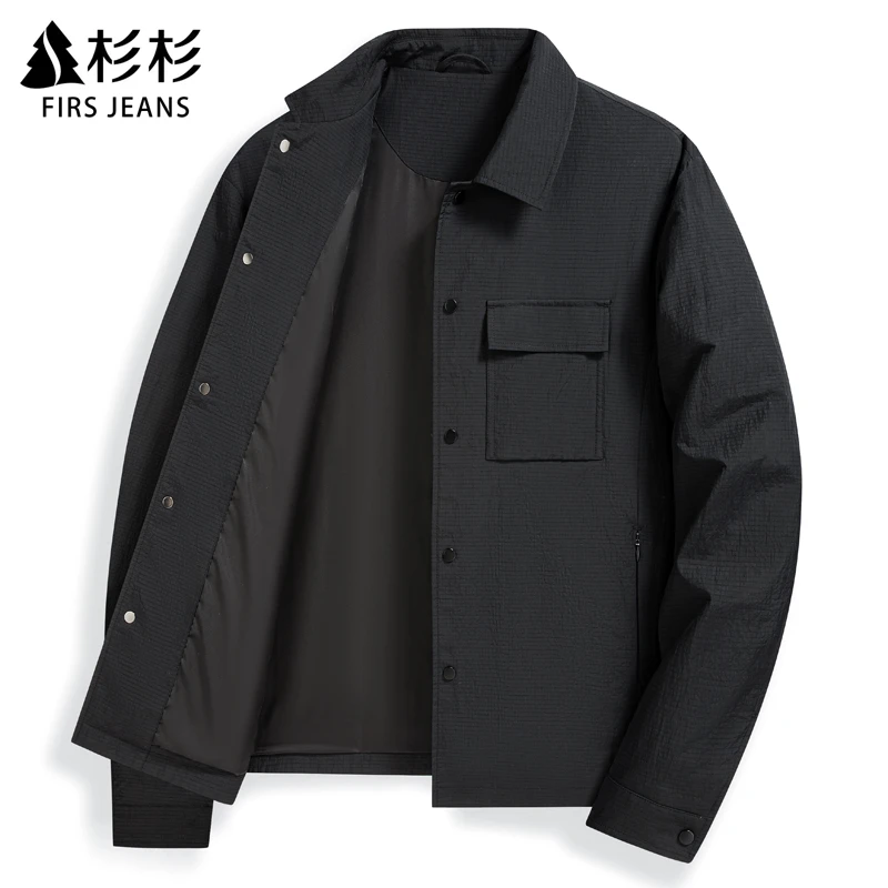 FIRS JEANS杉杉夹克男款秋冬款男士宽松休闲上衣服翻领外套男冬季