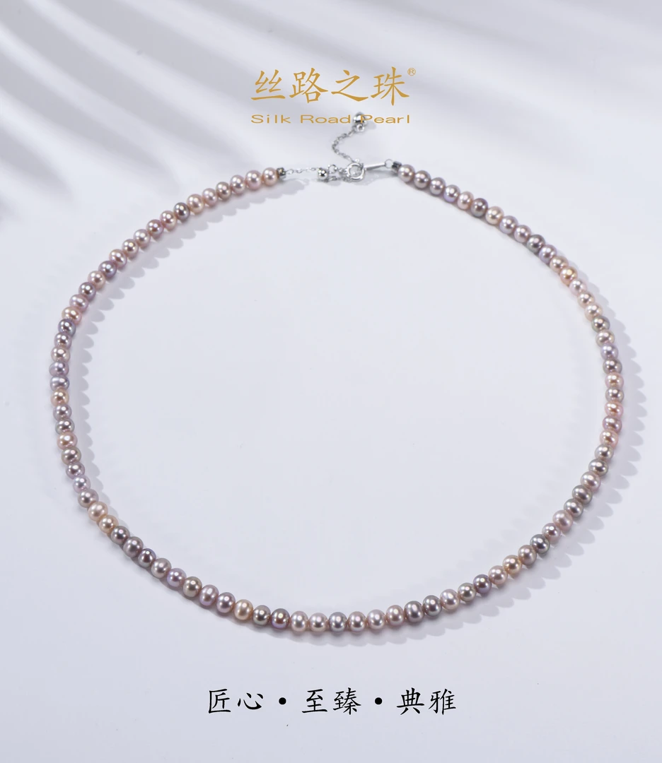 S925银淡水糖果珍珠小米链3-5mm精致优雅彩色气质时尚